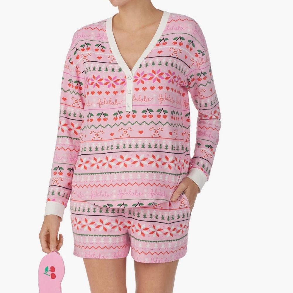 Room Service Pajama Set Christmas Cherries Size XL